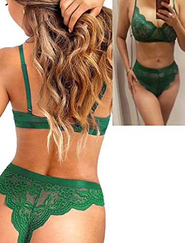 Avidlove Women Lace Lingerie Set Underwired Sexy Bra And Panty Sets Two Piece Lingerie Green M thumb #4
