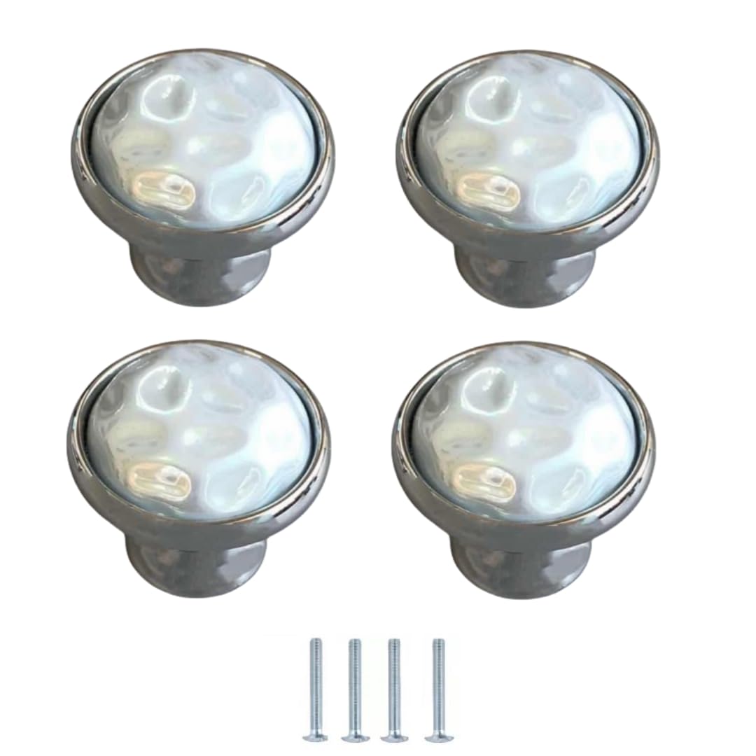 Lqzaxsrdr Silver Ceramic Cupboard Drawer Handle Knobs, Ceramic Door Knobs 4 Pcs 35Mm Multicolor Cabinet Drawer Handles(Silver)