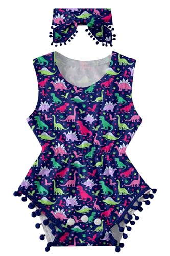 Image of Ahegao 6-12 Months Baby Girls Dinosaur Bodysuits 3D Floral Print Jumpsuits for Infants Lightweight Elastic Waist One Piece Rompers With Headband 1 Years Toddler Boys Wedding Clothing