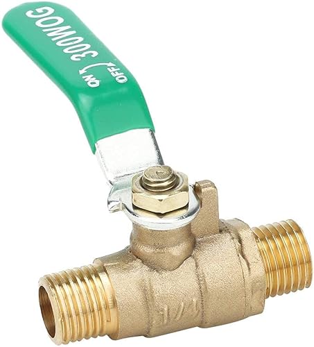 Miniatura 2 de Válvula de bola de tubo de latón con rosca NPT macho a macho Mini válvula de bola de dos vías Válvula de cierre del compresor de aire (G14 ")