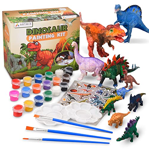 ARTMIX Dinosaur Painting Kit - Full Set, Heavy Duty Fun, Wonâ€™t Run Out of Paint - Bring Dino Love to Life Arts and Crafts Kit for Kids Painting Toys Kids Crafts for Age 3 to 12 Boys and Girls