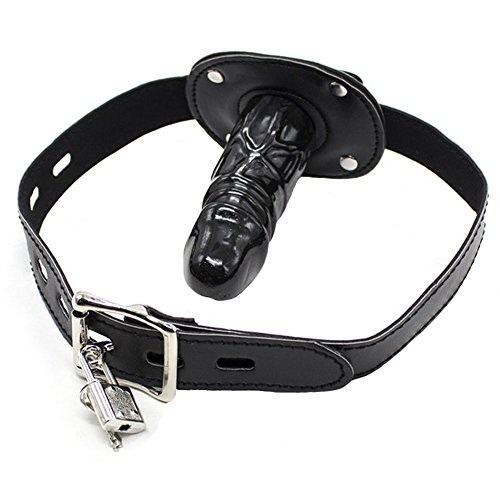 Image of Lockable Dildo Mouth Gag, SM Mouth Restraint with Lock Bondage (Long 3.9 inch)