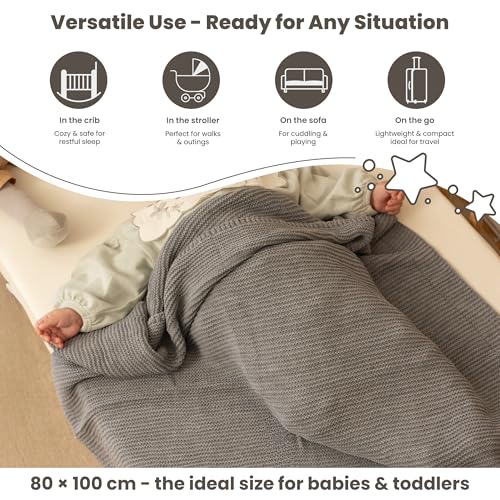 Image of Soft Knit Baby Blanket 30x40 in, Light Grey - Oeko-Tex Certified, Breathable Swaddle & Receiving Blanket for Newborns, Crib & Stroller, Machine Washable