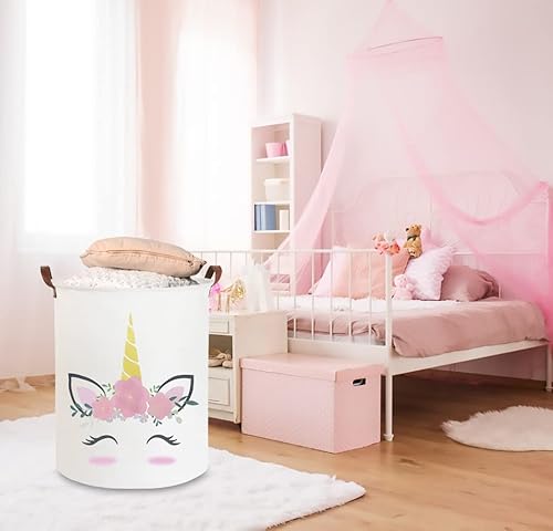 Miniatura 2 de CLOCOR Cesta de lavandería de unicornio rosa, contenedor de almacenamiento de juguetes para niños, canasta de ropa sucia para bebé, canasta de