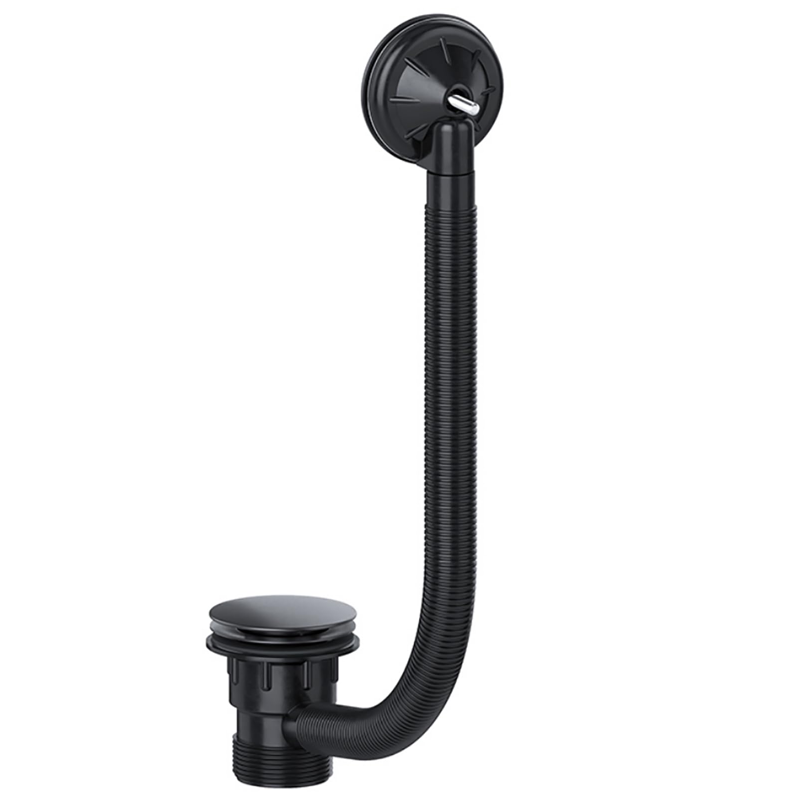 SPARES2GO Bonde de baignoire Clicker 40 mm 1,5" Combinaison Click Clack Trop-plein (Noir)