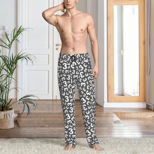 Vosery Mens Pajama Pants Bottoms With Pockets- Math Number 3 Print Soft Men Lounge Pants, Comfy Mens Pj Pants2