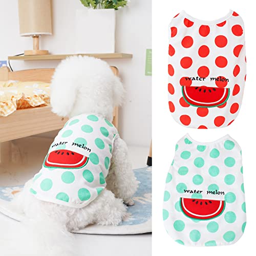 Small Dog Dress Harness,Pet Vest Exquisite Hemming Printing Soft Comfortable Wear Round Neck Dress Up Thin Cute Summer Cat Dog T-Shirt Blouse Home Supply Red S #TOP2