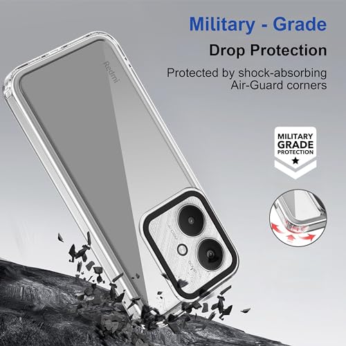 Image of amazon basics Back Case Cover for Mi Redmi 13C 5G | Compatible for Mi Redmi 13C 5G Back Case Cover | Case Cover with Camera Protection | (TPU + PC | Transparent)