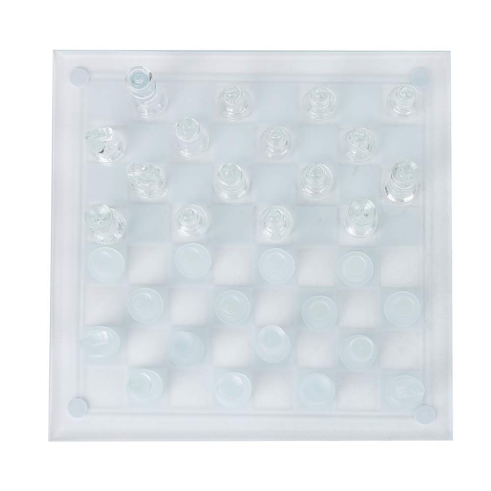 Tbest International Glass Crystal Chess Exquisit Chessman 32PCS Checkerboard 25x25 Cm Grossé école de Camping en Douceur en Douceur