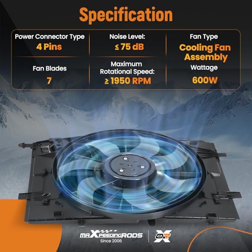 Image of maXpeedingrods 600W Engine Radiator Cooling Fan Assy w /Brushless Motor for Mercedes-Benz C180 2014-2017, C200 2015-2017, C250 2015, A0999061100 A0999061200 A0999061000