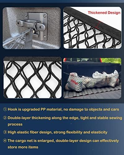 Miniatura 6 de Red de Carga para Camión Estilo Sobre Compatible con Ford Pickup F150 F250 F350, 2015 2016 2017 2018 2019 2020 2021 2022 2023 2024 2025 F-150-350 Se