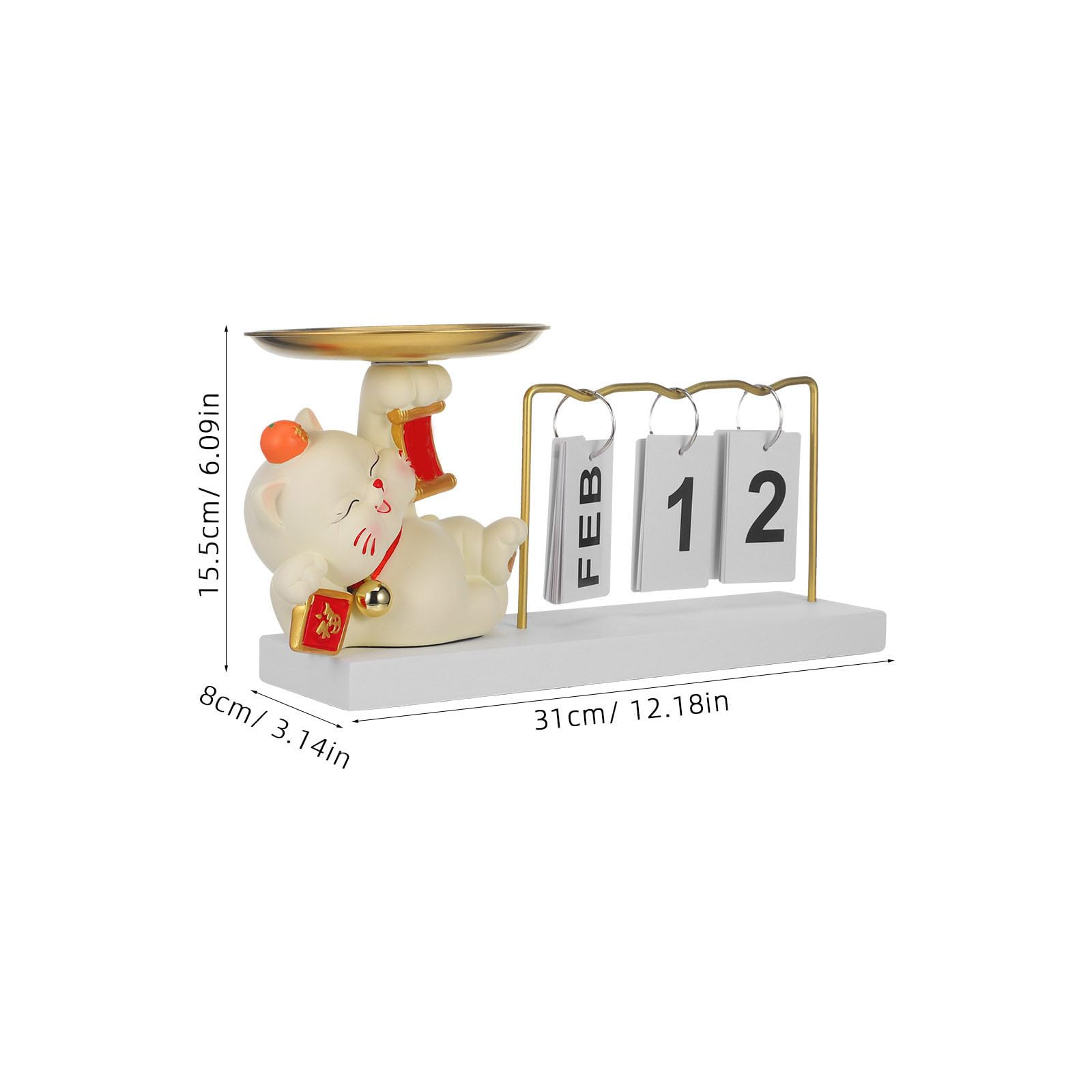 Vassoio Decorativo a Forma di Gatto con Calendario per Ingresso Casa