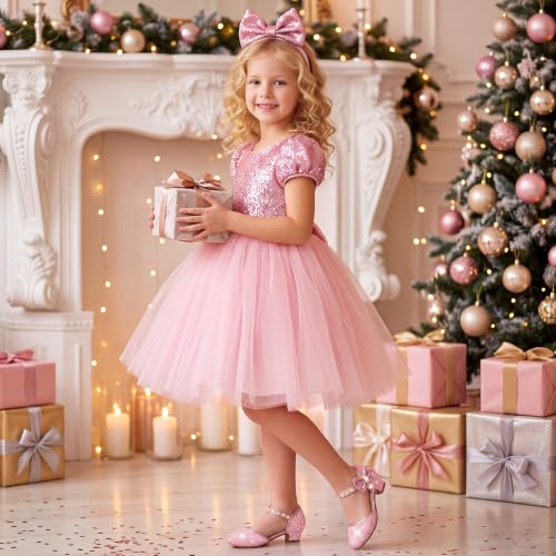 Image of Motasha Sparkly Girls Dress Shoes Kids High Heels Toddler to Big Kid