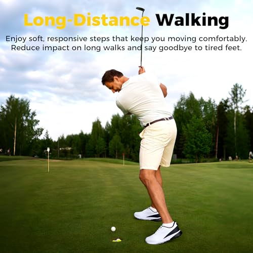 Image of Men's Spiked Golf Shoes Slip-On Waterproof Non-Slip Lightweight Outdoor Walking Shoes for Golfers Footwear US Size 7-12