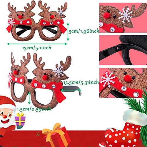 SIQUK 6 Pcs Christmas Headbands and 6 Pcs Christmas Glasses Frames Funny Reindeer Costume Headband Christmas Tree Snowflake Glasses - Image 4
