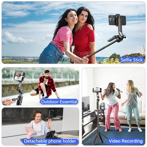 Image of Auto Face Tracking Tripod with Light, 63 inch Foldable Selfie Stick for iPhone, Phone Tripod Stand with Remote, Phone Holder Tripod for TikTok Content Creator Vlog Video Recording