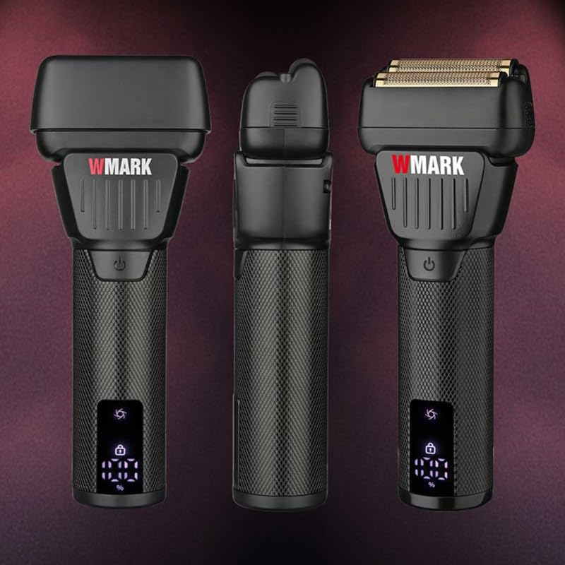 Image of WMARK NG-7982 Dark Warrior 9000 RPM High-Speed Premium Shaver Cordless IPX6 Waterproof Wet & Dry Shaver for Face Care Beard Trimmer Super-Fast Charge 200 mins Runtime LED Digital Display, Model 30