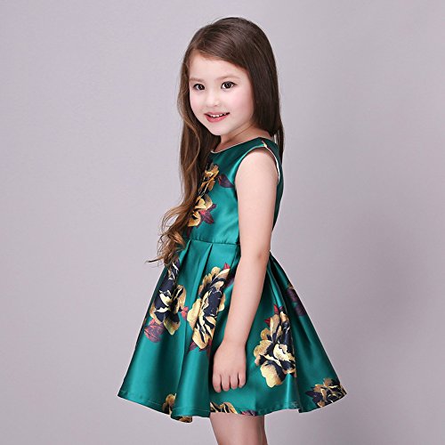 KIDSCOOL SPACE Little Girls Sleeveless Cute Floral Printed Casual Dresses3