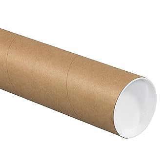 Aviditi P3024K Fibreboard 3-Ply Spiral Wound Mailing Tube with Cap, 24 Length x 3 Width, Kraft (Case of 24)