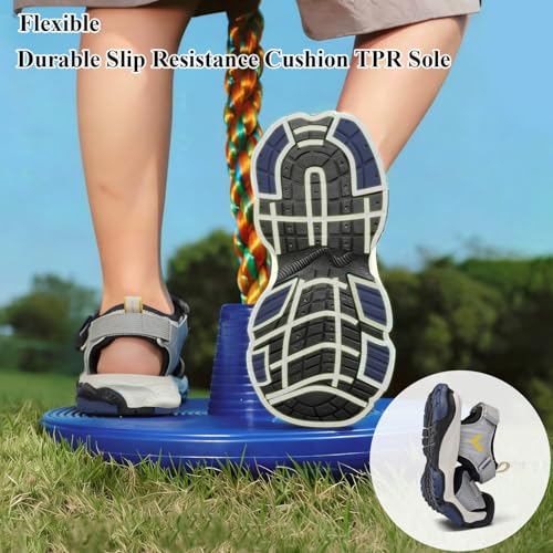 Image of JMFCHI Boys Girls Sports Sandals Summer Kids Closed Toe Outdoor Sandals Athletic Water Shoes Sandals Child Pool Beach Sandals Quick Drying Slip Resistant | Little /Big Kid,Comfortable lightweight,Non-slip soft sole,Hook-and-loop closure,Easy wear,Anti-collision toe,Daily casual