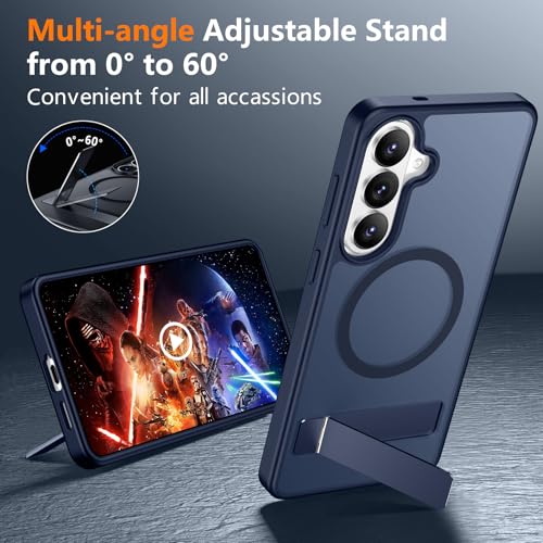 Image of SPIDERCASE Magnetic for Samsung Galaxy S26 Plus Case, with [3 Stand Ways][ Military Grade Drop Protection] with Invisible Stand Shockproof Slim Case for Samsung Galaxy S26 Plus 6.7 inch, Blue