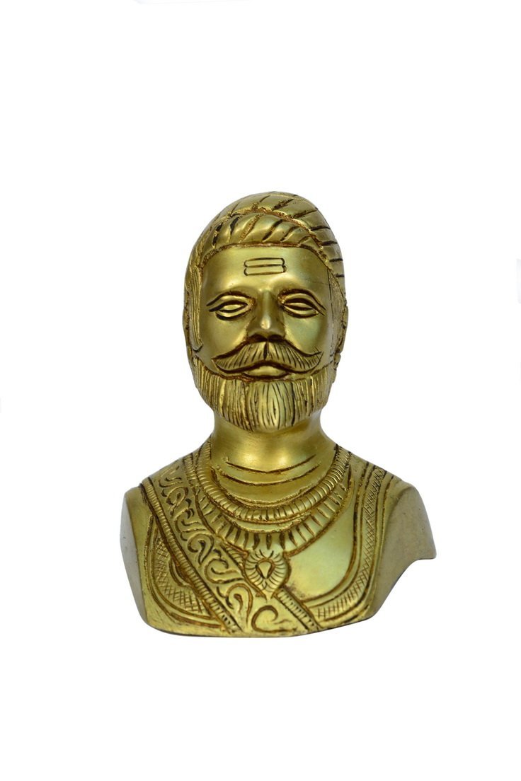 Bharat Haat, Brass Metal Chatrapati Shivaji Face in Decorative Art