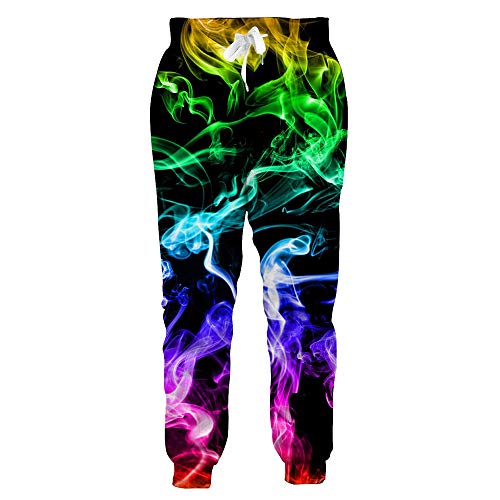 Losturban Mens 3D Print Smoke Jogger Pants Graphic Space Trouser Sweatpants XL
