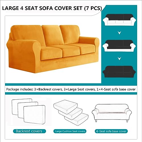 Housse de canapé en velours extensible jaune de qualité supérieure