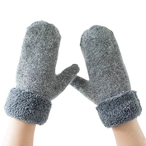 ZUMUii Butterme Conejo Pelo Lana Super Gruesos c¨¢lidos Guantes Guantes Felpa Forro Guantes Calentador de Manos Guantes de Invierno para Unisex Mujeres Hombres Gris Gris Oscuro Talla ¨²nica