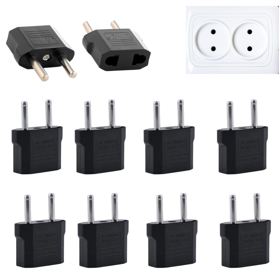 Hi-Plasst Europe 2-Pin to India (10 Pieces) Travel Adapter (6A, 250V) – EU Power Plug Converter for Europe & Indian Sockets | 2pin Black – Works in China, France, Italy, Spain & India (Pack of 10)-image-11