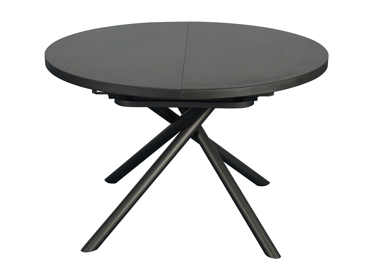 Vente-unique - Table à Manger Extensible 4 à 6 Personnes en céramique, MDF et métal - Effet marbre Marron et Gris - FEROLA