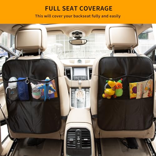 Image of 2Pack Back Seat Cover for Kids Kick Mats Backseat Protector with 2 Pockets