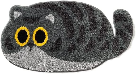 Thick Cute Cartoon Cat Shaped Bath Mat, Bathroom Rug, Non-Slip, Absorbent, Soft Mat for Bathroom, Adorable Design Cat-Picture Bath Mat Door Mat Carpet (Tabby cat)