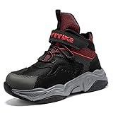 Jungenwanderschuhe mit rutschfester Stahlschnalle im Außenbereich mit tiefen Flexkerben für mehr Traktion und hervorragende Verschleißfestigkeit.