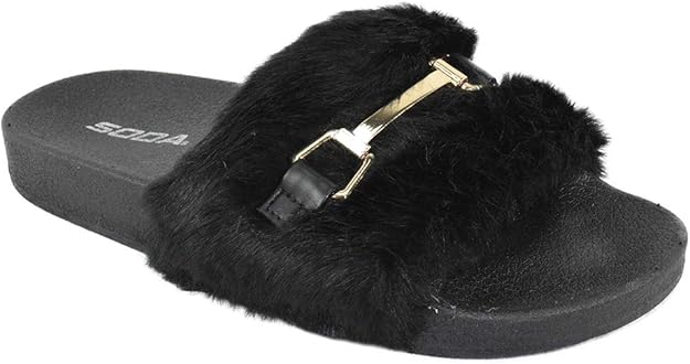 Sandals with fuzzy top Clearance