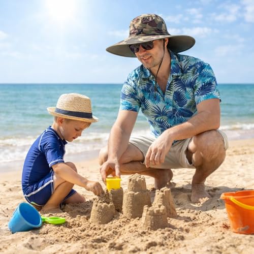 Image of Wide Brim Sun Hat for Men Women UV Protection Ventilated Summer Hats for Fishing Hiking Garden Beach