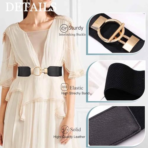 Yalice Women Dress Belts Elastic Waist Belt for Ladies Skinny Stretchy Belt with Gold Buckle4