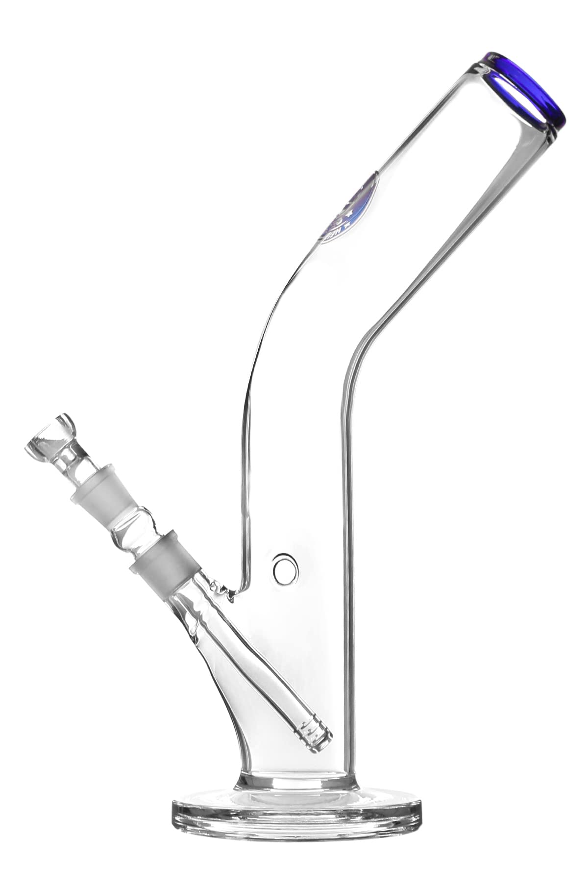 Heisenberg Slick Rick Glasbong 38cm Wasserpfeife mit 18.8er Schliff (NS19) mit Kickloch, Rundfuß und geknicktem Rohr
