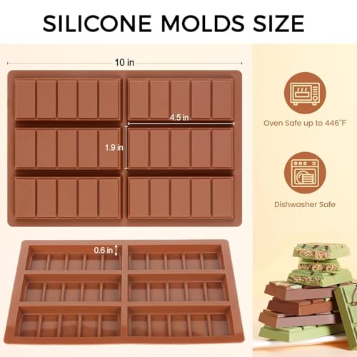 Image of Chocolate Molds - Non-Stick Chocolate Bar Mold, Break Apart Chocolate Mold Food Grade Deep Mold For Tabs Chocolate Milk Snacks