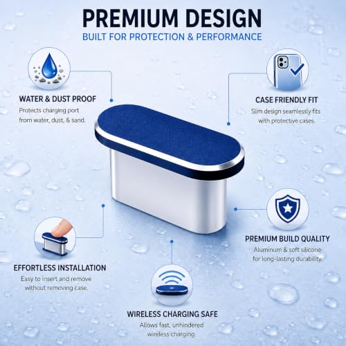Image of Mizi USB C Dust Plug, 2 Pack Type C Anti Dust Plug Cover Charging Port Protector for iPhone 17 Pro Max, Complete Cleaning Accessories - Blue