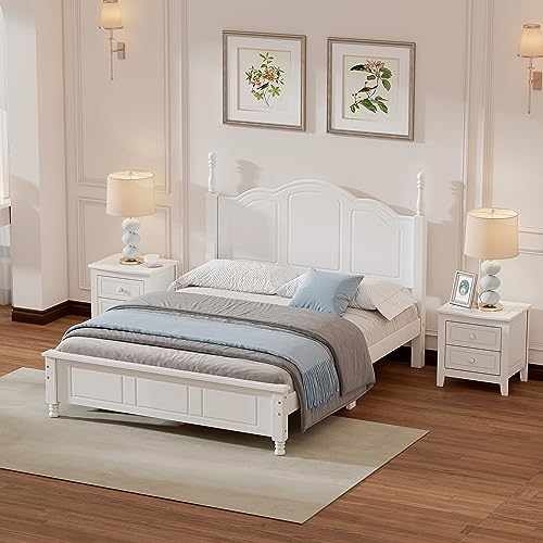 Harper & Bright Designs Bedroom Set Furniture, 3-Pieces Bedroom Sets, Full Size Wood Platform Bed And 2 Nightstands, White thumb #1