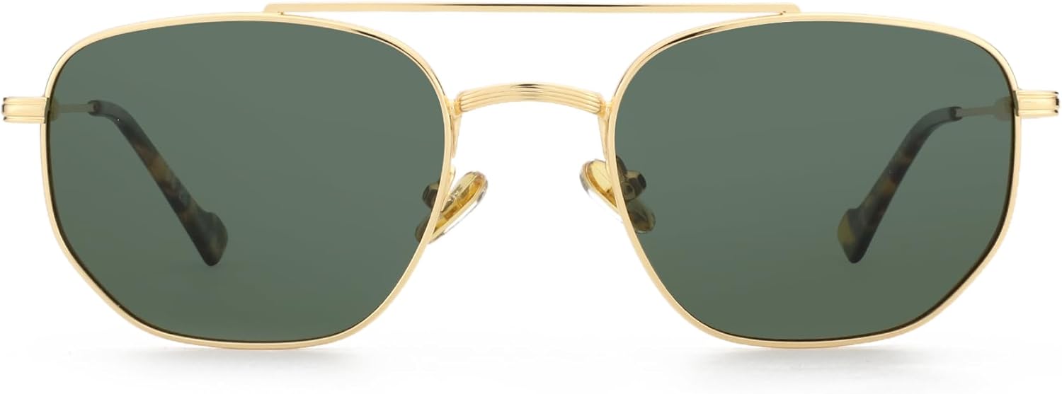 ZENOTTIC Retro Hexagon Aviator Polarized Sunglasses for Men Women-Vintage Fashion Double Bridge Metal UV400 Protection Shades - Image 2