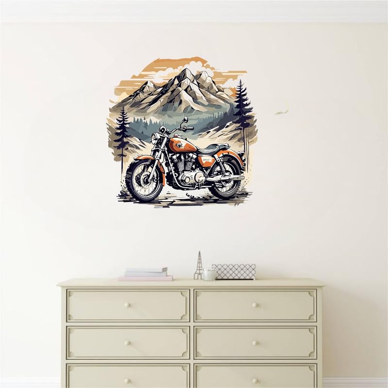 Artistic Decals Bike Wall Sticker for Living Room, Bedroom, Kids Room, Big Size Sticker, 3D Sticker of Royal Enfield, PVC Vinyl Wall Sticker (Size - 60 Cm X 56 Cm) (Bike 8)
