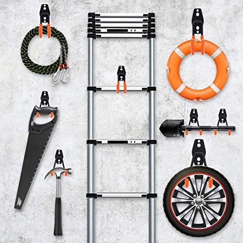 Tompig Garage Hook, 13 Pack Garage Bike Hook Steel Wall Hooks Heavy Duty, Wall Mount Garage Storage Hooks with Anti-Slip Coating Storage Hooks for Tools, Ladder, Utility, Bike Hooks (Orange)
