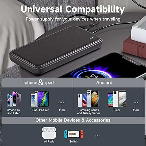 Portable Charger 10000Mah Power Bank: Universal Ultra-Slim 5V Dual Usb Power Bank Quick Charging, 4 Led Indicator Battery Pack Charger Compatible With Iphone 14/13 Pro Max/12/Samsung Galaxy/Pixel/Ipad #TOP5