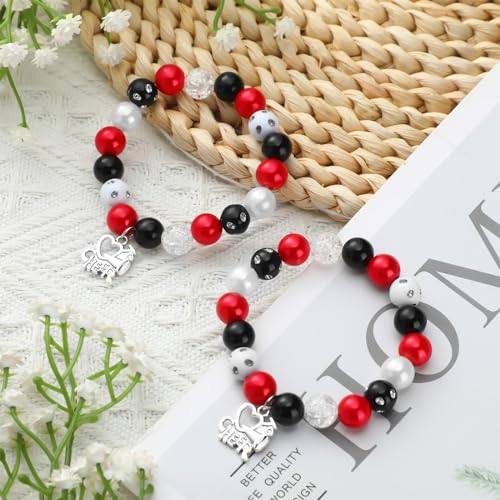 Quelay 12 Pcs Cheer Bracelet Cheerleader Gifts Cheerleading Charm Bracelet Bulk Cheer Jewelry for Cheerleaders Coaches or Team3