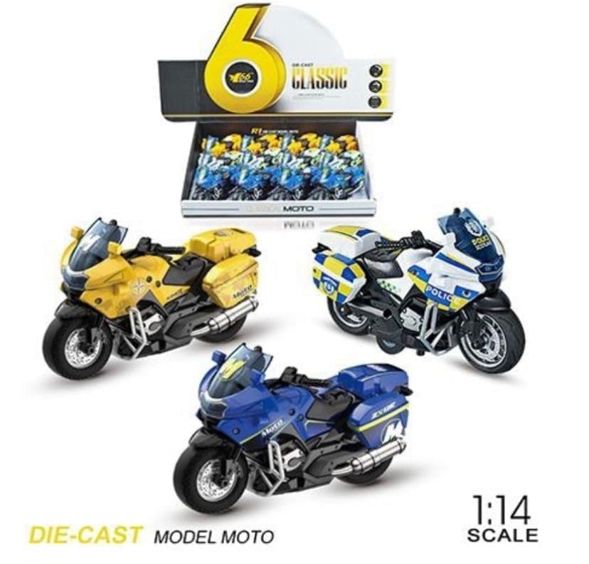 Image of Police Motorcycle Toy - Pull Back Motorcycle Toys, Tiny Gift with Music Lighting, Latte Motorcycles Toy for Kids Boys Age 3-8 Year Old [Multicolor] (Moto-Fighting-Multicolor)