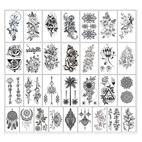 Tatuaggi Temporanei Con Fiori Per Donne E Adulti 3D Farfalla Rosa - Foto 5