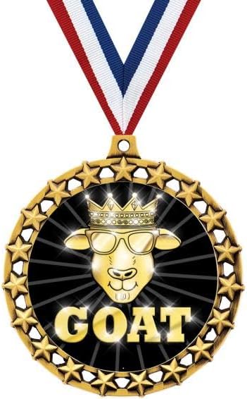 2.5" Galaxy Star G.O.A.T. Shadow Medal Award, Gold Trophy Medal