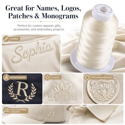 Image of Simthread Embroidery Machine Thread 5000M 40WT Polyester, Ivory 902 | 5000M 40WT polyester thread feeds smoothly for home or commercial embroidery projects.